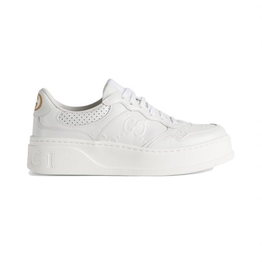 GUCCI MEN'S GG EMBOSSED SNEAKER WHITE LEATHER - GCC005