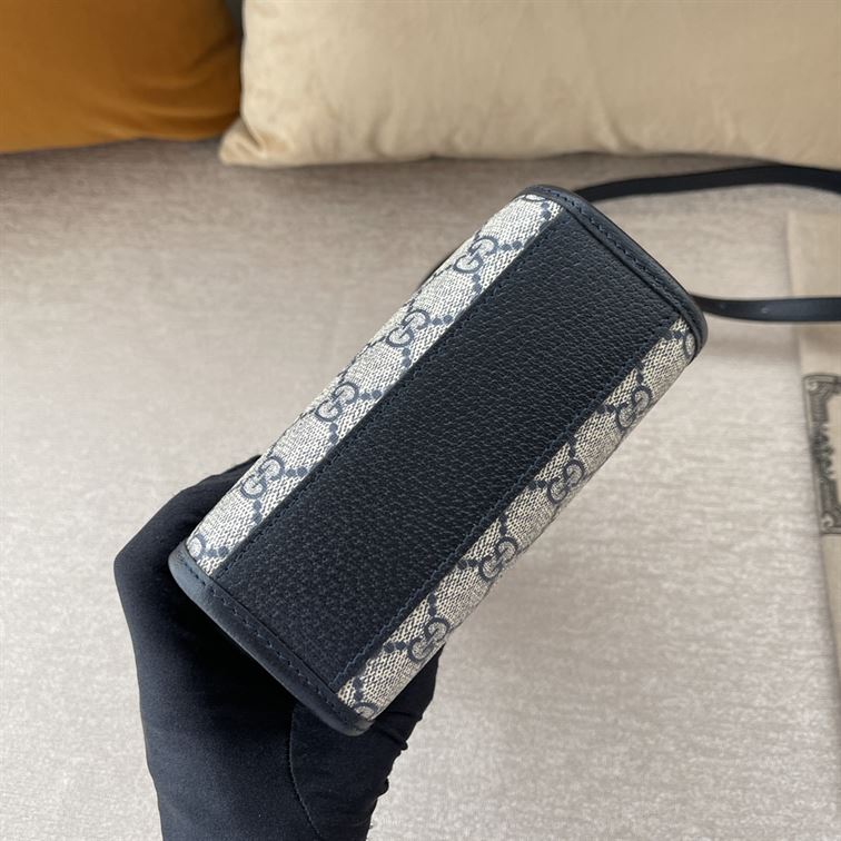 GUCCI MINI NOTE BAG WITH INTERLOCKING G BEIGE AND BLUE
