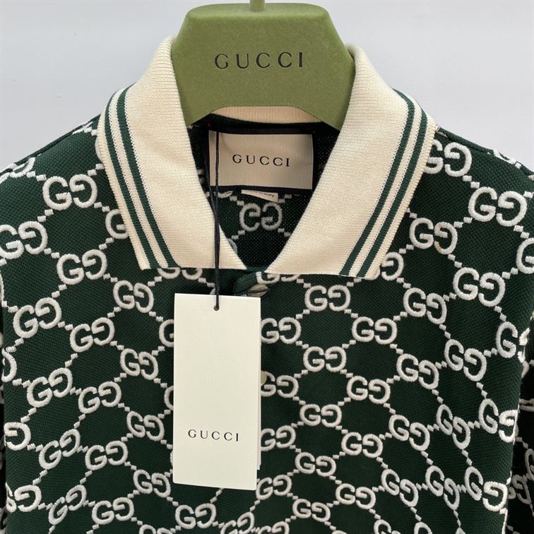 GUCCI NOJUM GG STRECH COTTON POLO IN GREEN - GGS012