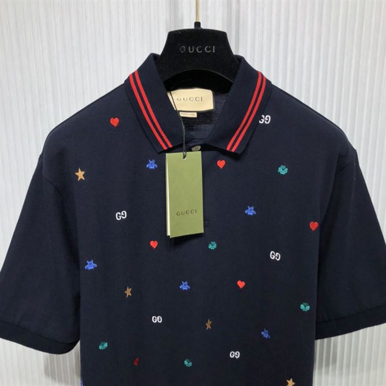 GUCCI POLO WITH SYMBOLS EMBROIDERY - GGS045