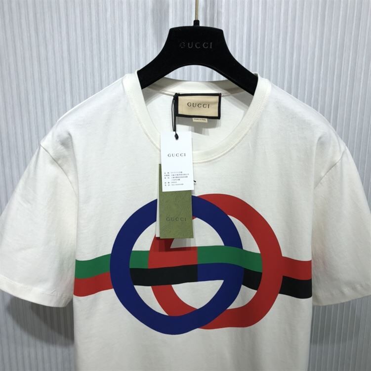 GUCCI ROUND GG PRINT COTTON T-SHIRT - GGS040