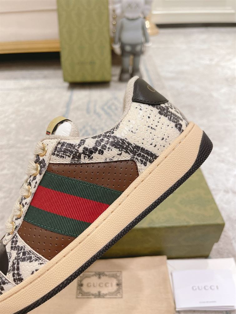 GUCCI SCREENER PYTHON-EMBOSSED LEATHER SNEAKER - GCC108