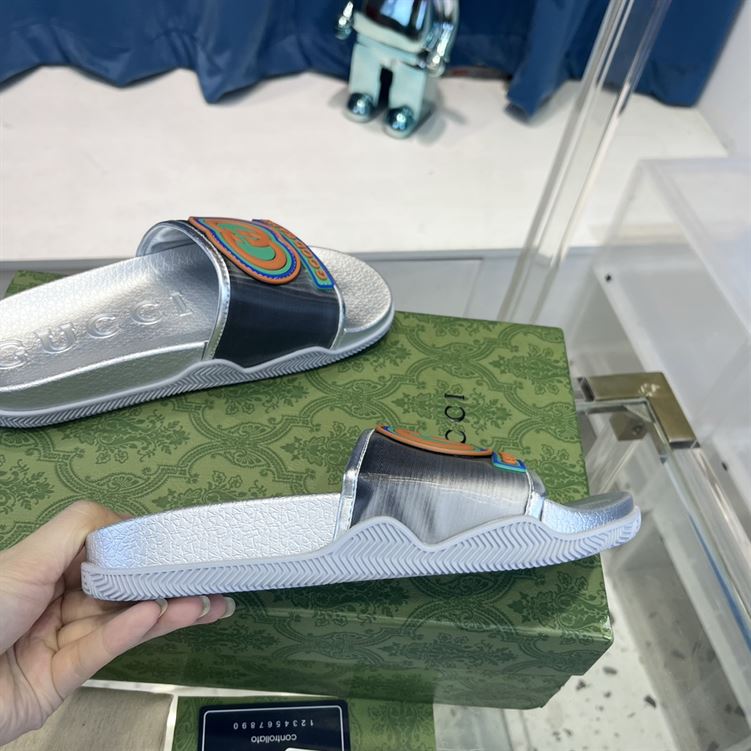 GUCCI SLIDE INTERLOCKING G LEATHER BLACK FOR MEN - GSL005