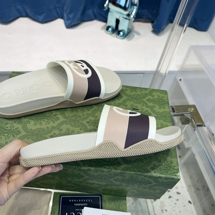 GUCCI SLIDE INTERLOCKING G LEATHER BLACK FOR MEN - GSL007