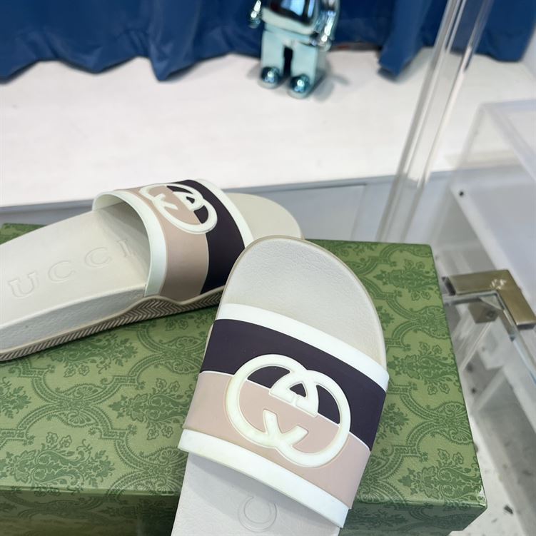 GUCCI SLIDE INTERLOCKING G LEATHER BLACK FOR MEN - GSL007