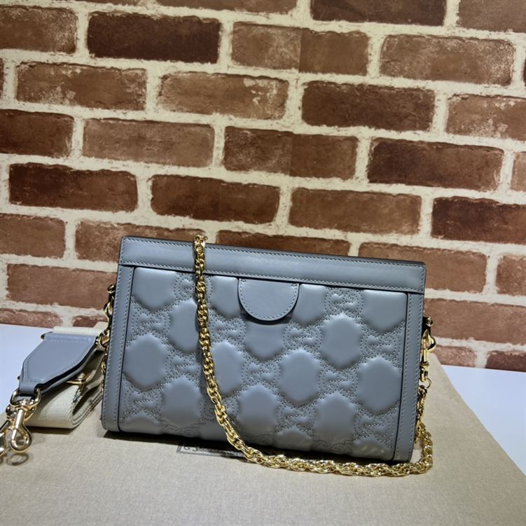 GUCCI SMALL GG QUILTED LEATHER BAG IN PALE GRAY