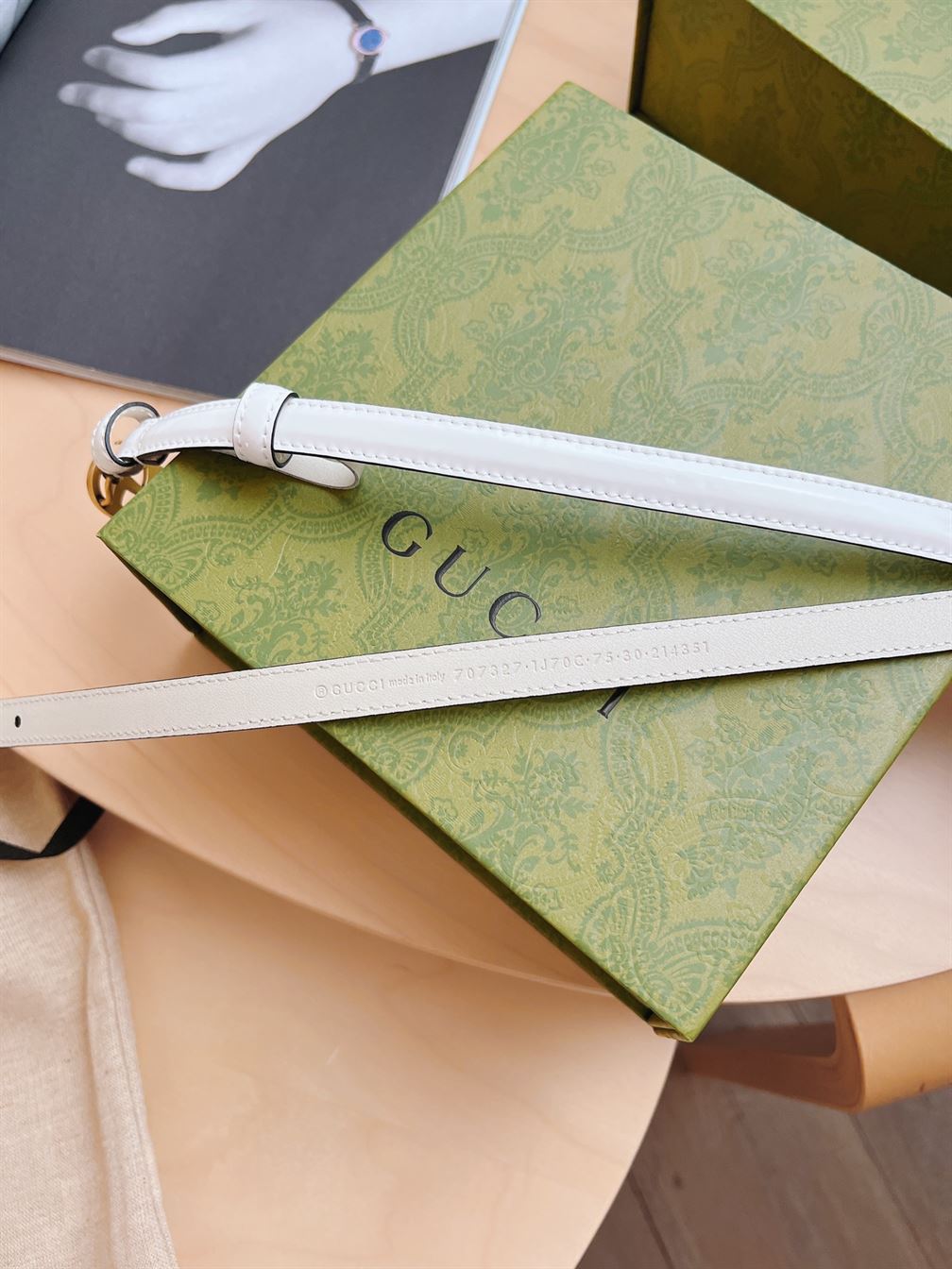 GUCCI THIN PATENT DOUBLE G BELT - GB050