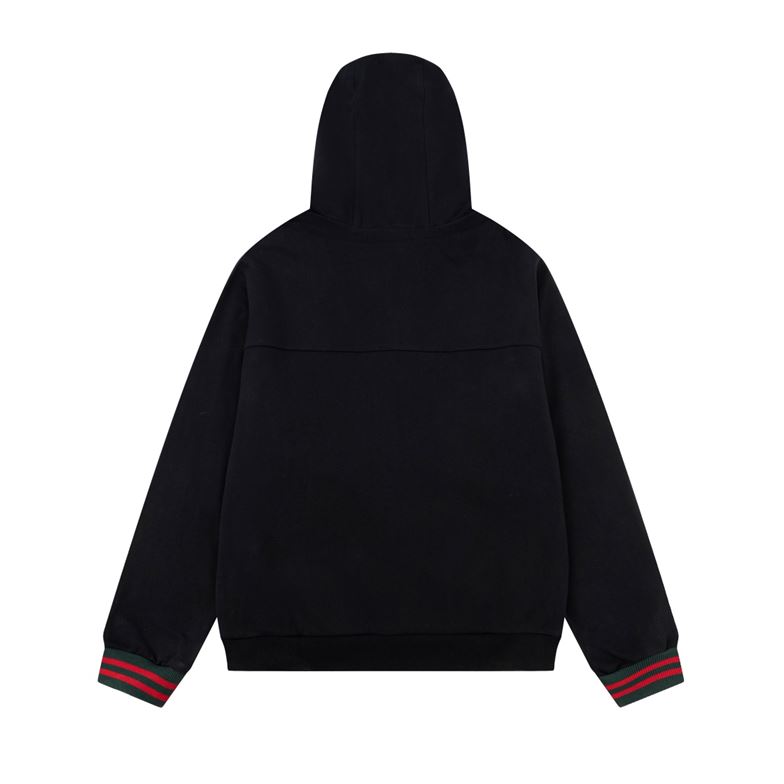 GUCCI WEB STRIPE COTTON JERSEY JACKET IN BLACK - GCJ027