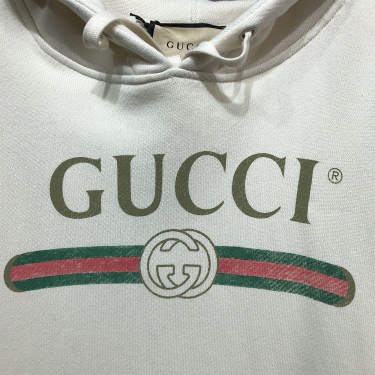GUCCI WHITE VINTAGE LOGO COTTON SWEATSHIRT HOODED - GCK001