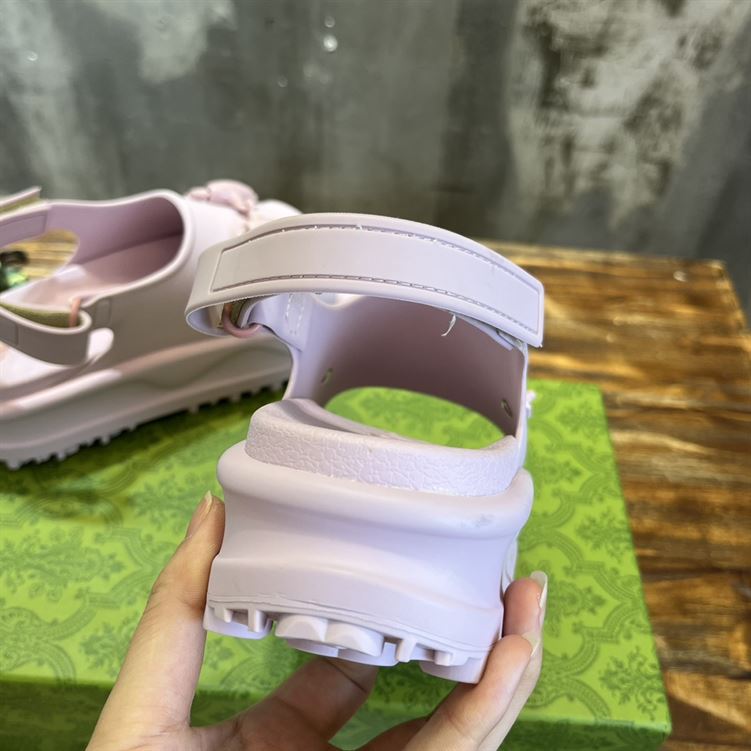 GUCCI WOMEN'S HORSEBIT FLATFORM SANDAL LIGHT PINK RUBBER - GSL018