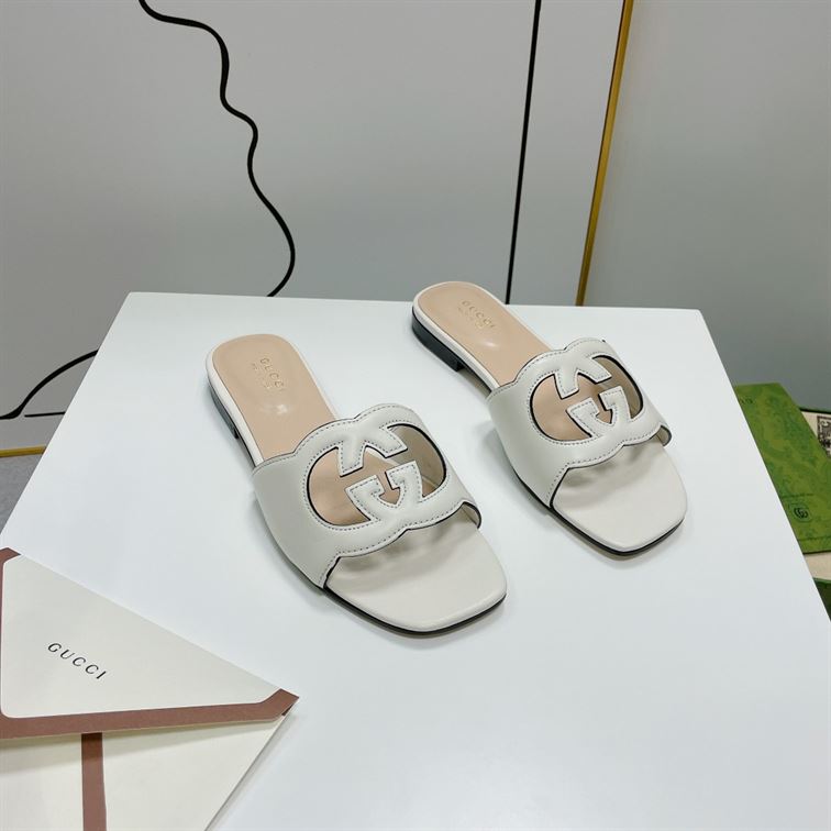 GUCCI WOMEN'S INTERLOCKING G CUT-OUT SLIDE SANDAL - GSL013