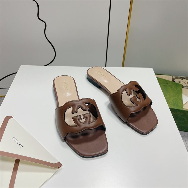 GUCCI WOMEN'S INTERLOCKING G CUT-OUT SLIDE SANDAL - GSL014