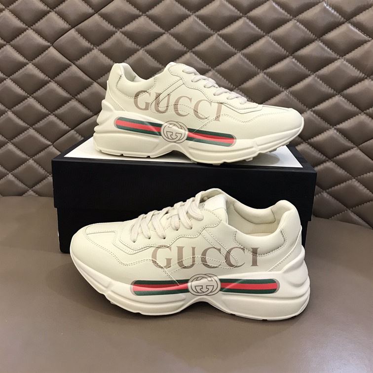 GUCCI WOMEN'S RHYTON GUCCI LOGO LEATHER SNEAKER - GCC008
