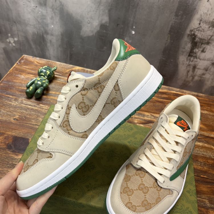 GUCCI X AIR JORDAN 1 LOW WHITE BROWN GREEN - GCC050