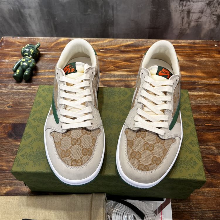 GUCCI X AIR JORDAN 1 LOW WHITE BROWN GREEN - GCC050