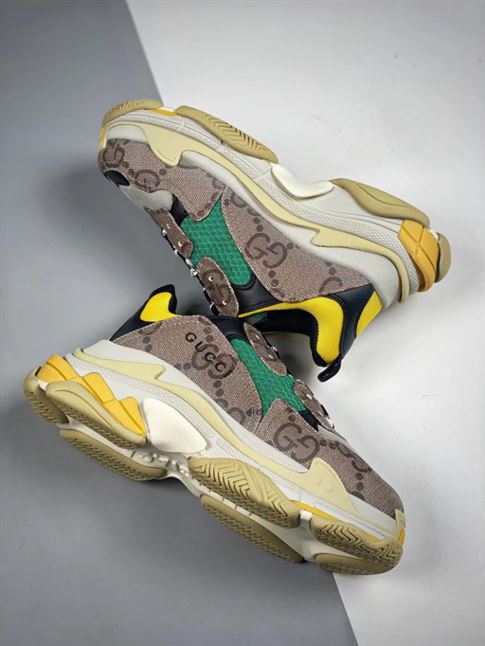GUCCI X BALENCIAGA THE HACKER PROJECT TRIPLE S BEIGE GREEN YELLOW - GCC074