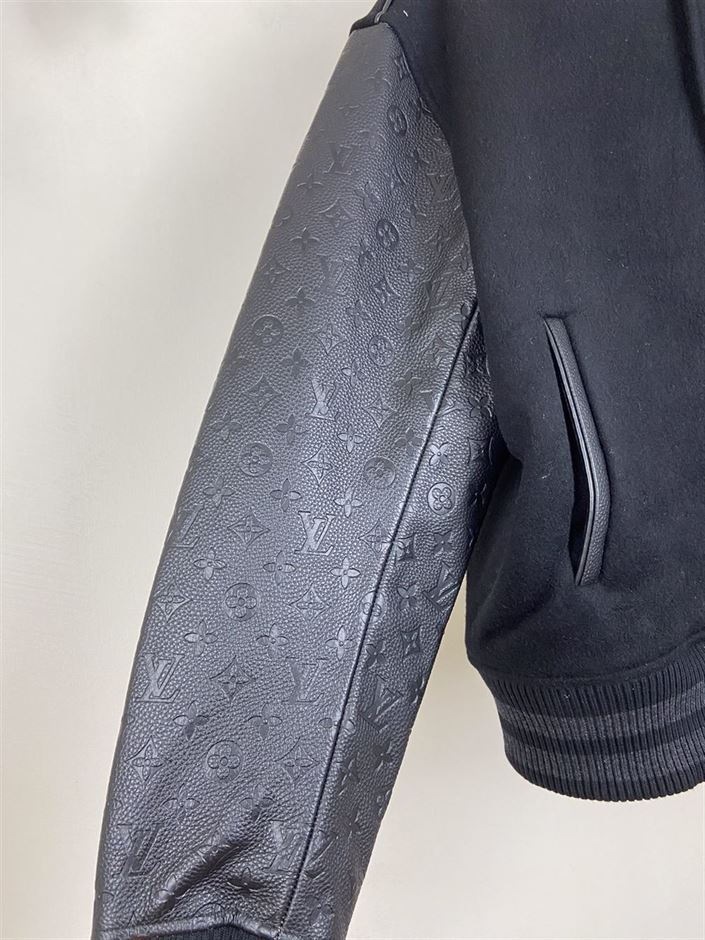 LOUIS VUITTON EMBOSSED LEATHER AND WOOL BLOUSON - LVC029