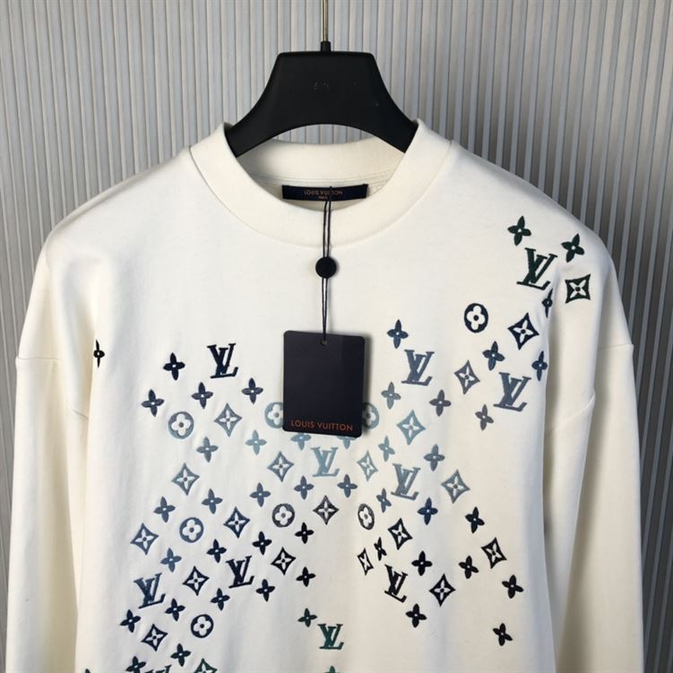 LOUIS VUITTON EMBROIDERED COTTON SWEATSHIRT MILK WHITE - LH065