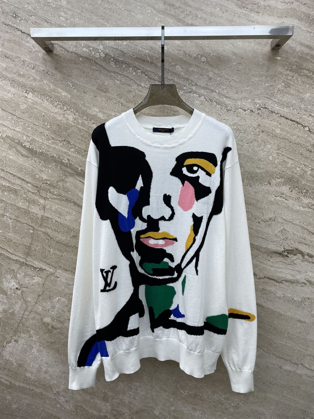 LOUIS VUITTON INTARSIA CASHMERE WOOL CREWNECK - LVH056