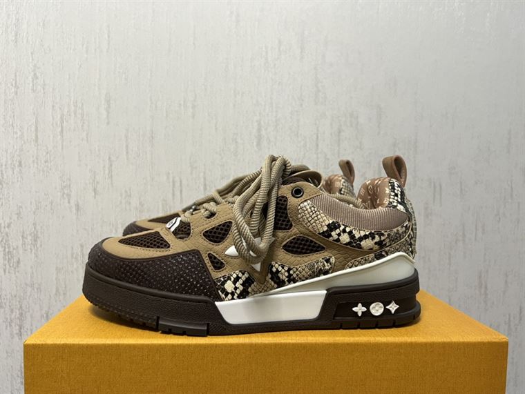 LOUIS VUITTON LV SKATE SNEAKER IN BROWN SNAKESKIN - LVS148