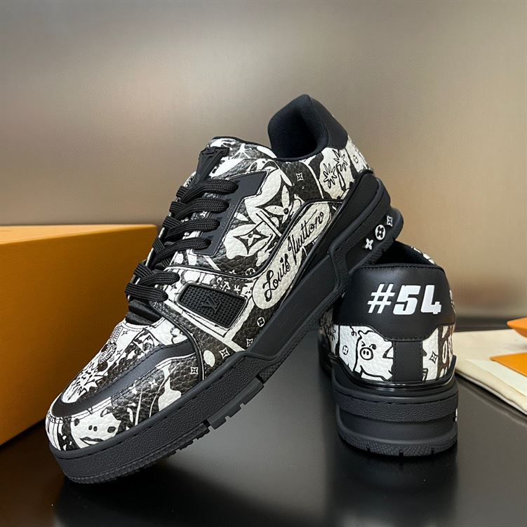 LOUIS VUITTON LV TRAINER COMIC MOTIFS BLACK WHITE - LVS146