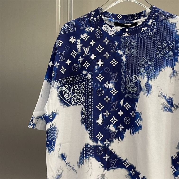 LOUIS VUITTON MONOGRAM BANDANA PRINTED T-SHIRT BLUE WHITE - LVTS045