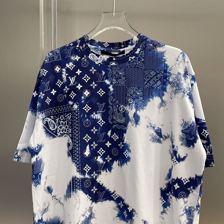 LOUIS VUITTON MONOGRAM BANDANA PRINTED T-SHIRT BLUE WHITE - LVTS045
