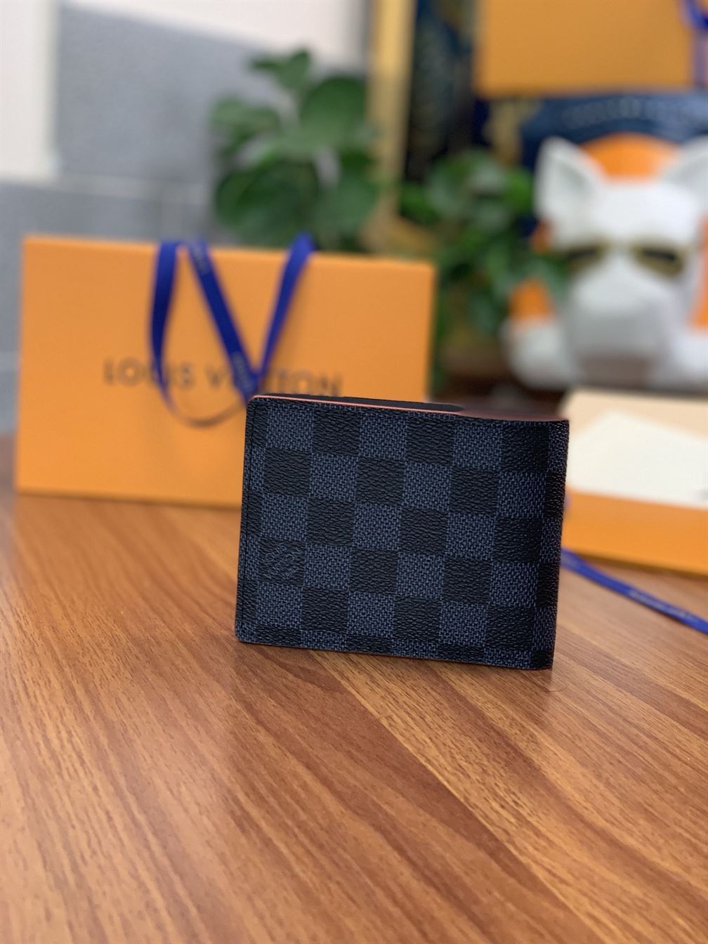 LOUIS VUITTON MULTIPLE WALLET DAMIER COBALT RACE BLUE ORANGE