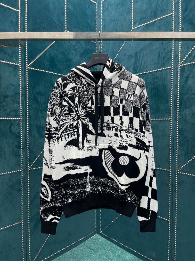 LOUIS VUITTON PARISIAN COLLAGE JACQUARD HOODIE - LH060