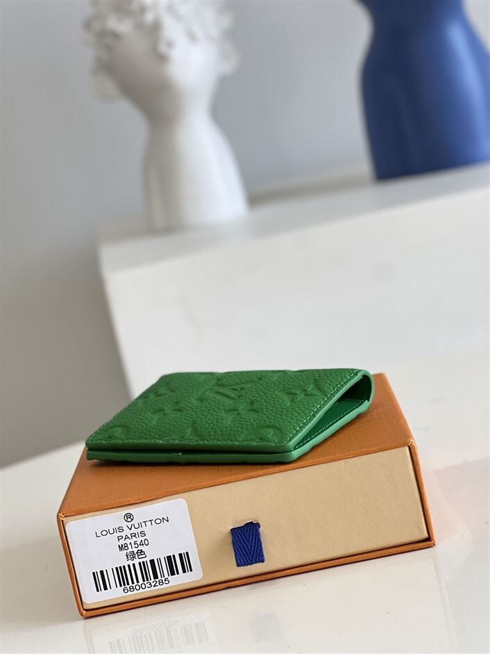 LOUIS VUITTON POCKET ORGANIZER IN GREEN MONOGRAM TAURILLON