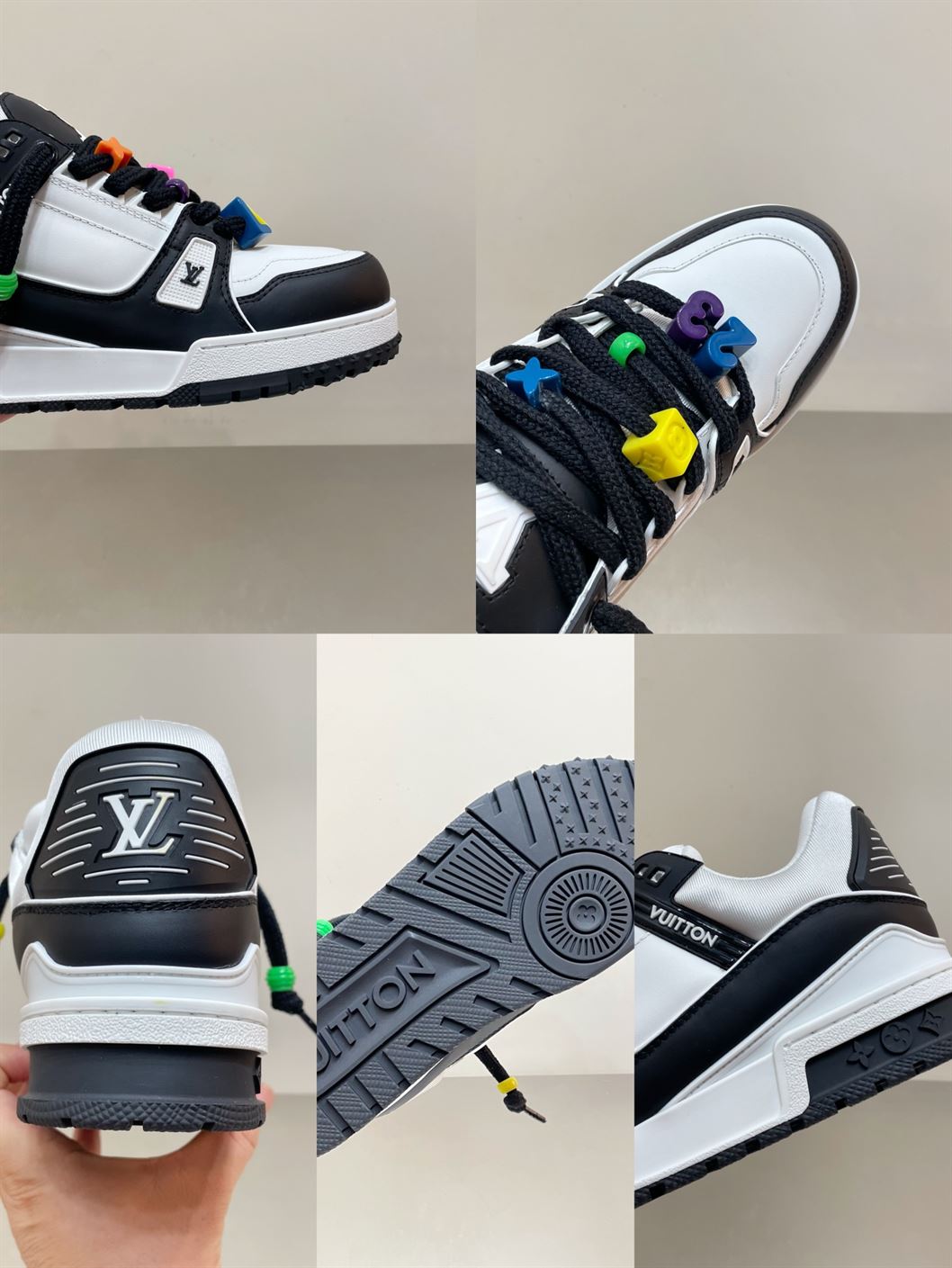 LOUIS VUITTON TRAINER MAXI LOW-TOP SNEAKERS IN WHITE AND BLACK - LVS116