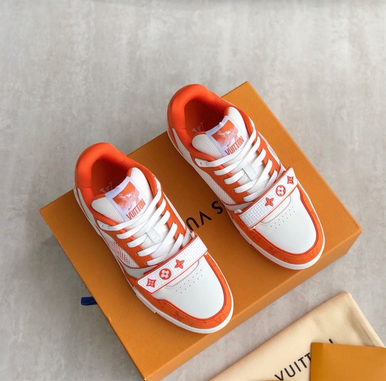 LOUIS VUITTON TRAINER MONOGRAM DENIM ORANGE - LVS012