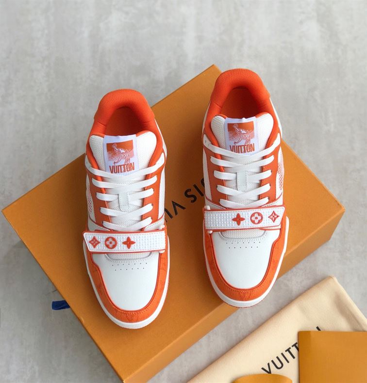 LOUIS VUITTON TRAINER MONOGRAM DENIM ORANGE - LVS012