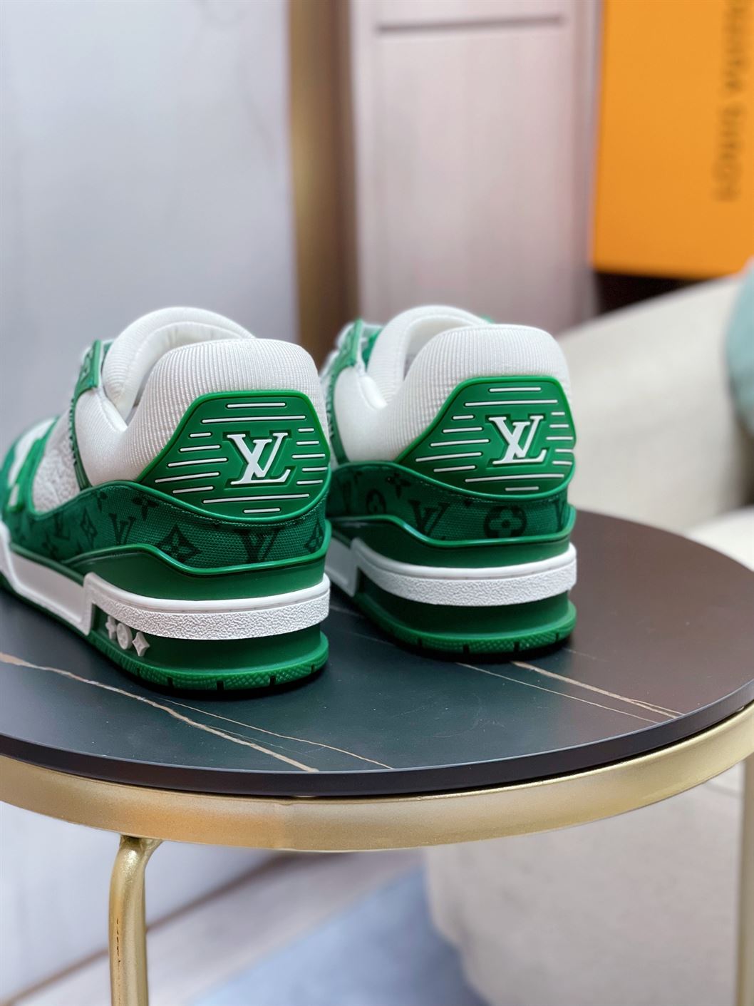 LOUIS VUITTON TRAINER MONOGRAM DENIM WHITE GREEN - LVS001