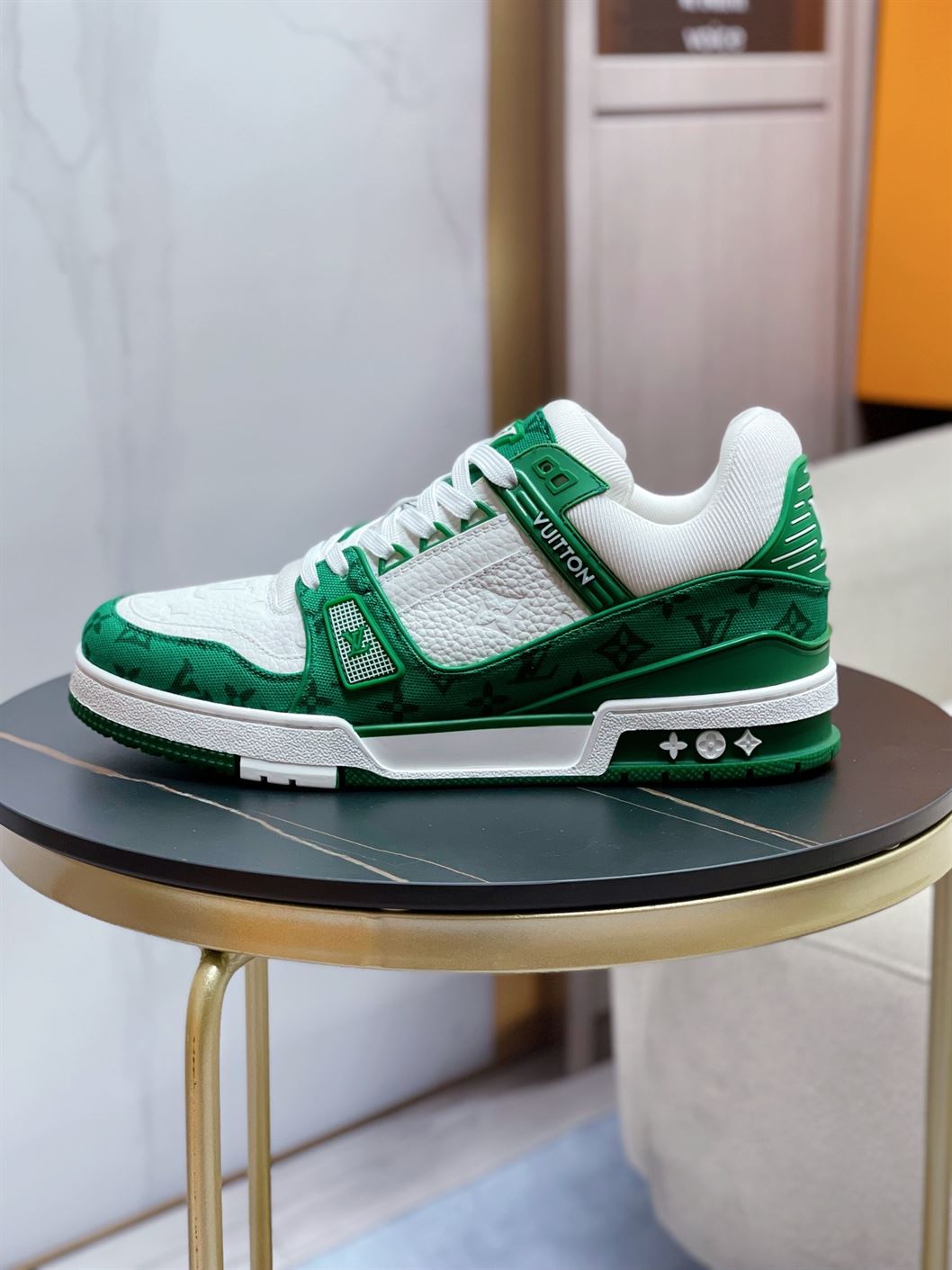 LOUIS VUITTON TRAINER MONOGRAM DENIM WHITE GREEN - LVS001