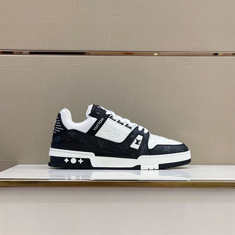 LOUIS VUITTON TRAINER WHITE BLACK WHITE - LVS018