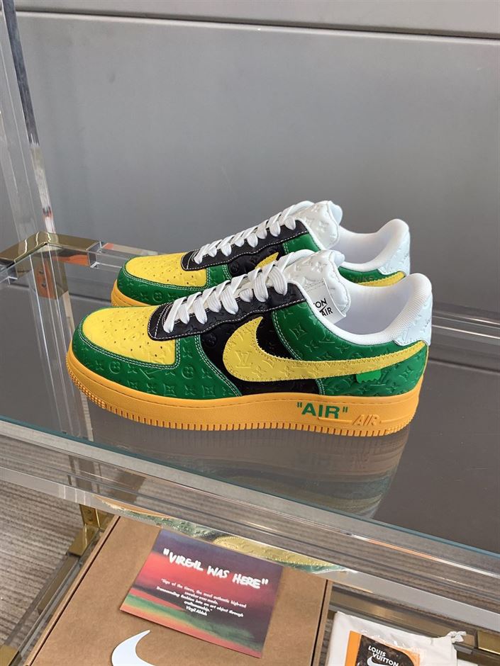 LOUIS VUITTON X NIKE AIR FORCE 1 LOW-TOP SNEAKERS IN YELLOW AND GREEN - LVS108