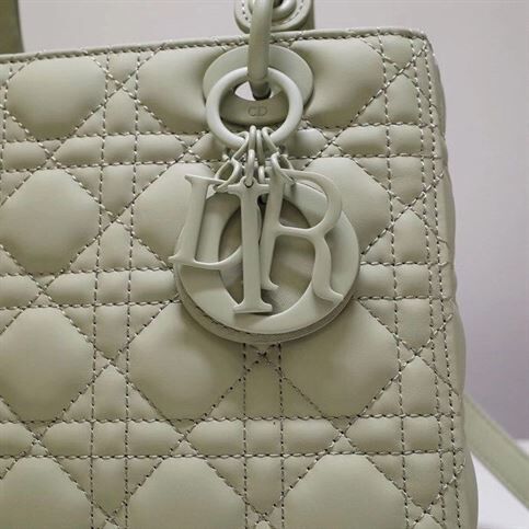 MEDIUM LADY DIOR BAG METALLIC GRAY