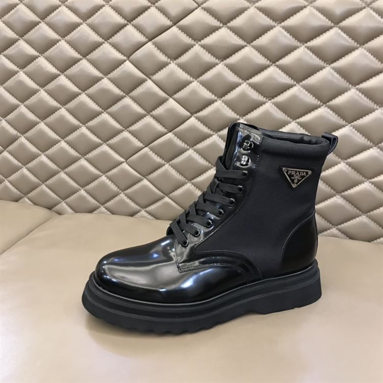 PRADA BRUSHED LEATHER AND NYLON BOOTS - PRS035