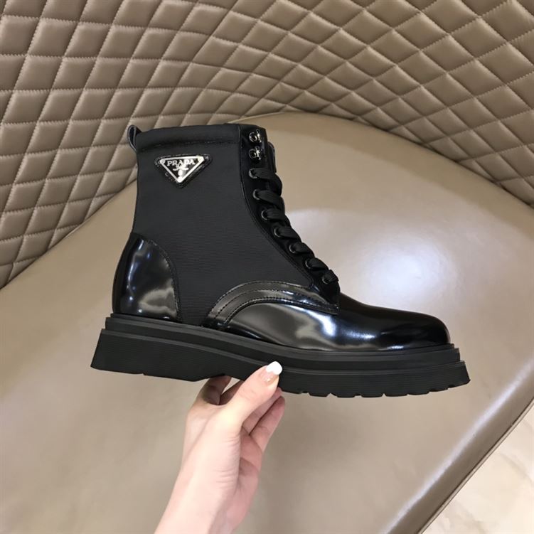 PRADA BRUSHED LEATHER AND NYLON BOOTS - PRS035