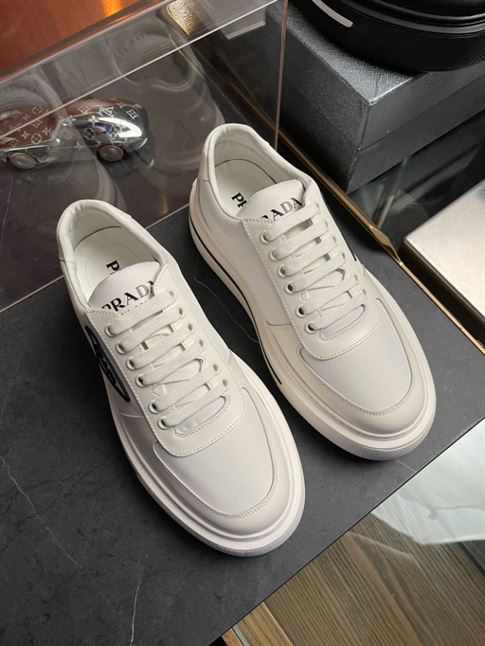PRADA MACRO RE-NYLON AND BRUSHED LEATHER SNEAKERS - PRS056