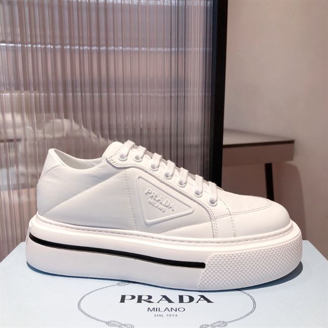 PRADA MACRO RE-NYLON AND BRUSHED LEATHER SNEAKERS - PRS057