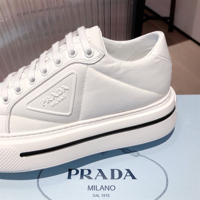 PRADA MACRO RE-NYLON AND BRUSHED LEATHER SNEAKERS - PRS057
