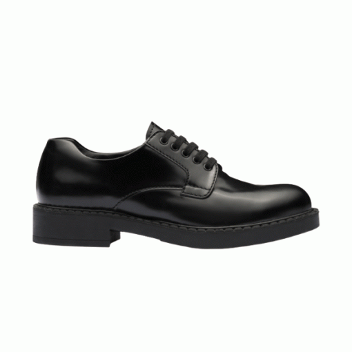 PRADA MONOLITH BRUSHED LEATHER DERBY SHOES - PRS038