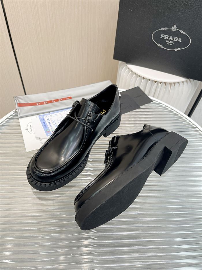 PRADA MONOLITH BRUSHED LEATHER LACE-UP SHOES - PRS039