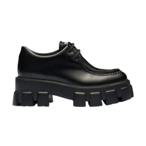 PRADA MONOLITH BRUSHED LEATHER LACE-UP SHOES - PRS059