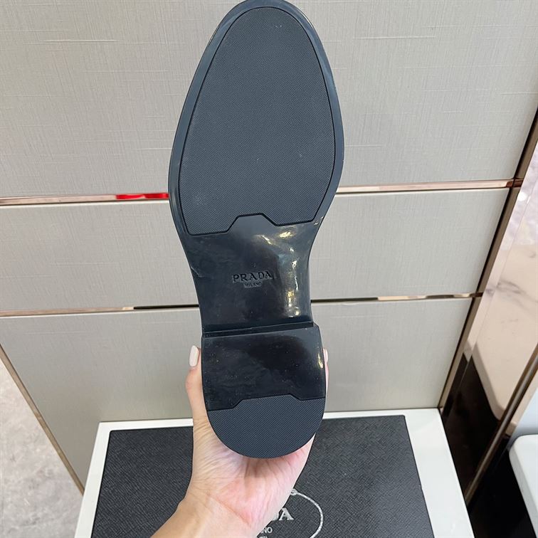 PRADA MONOLITH BRUSHED LEATHER OXFORD SHOES - PRS040