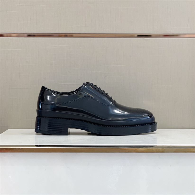 PRADA MONOLITH BRUSHED LEATHER OXFORD SHOES - PRS040