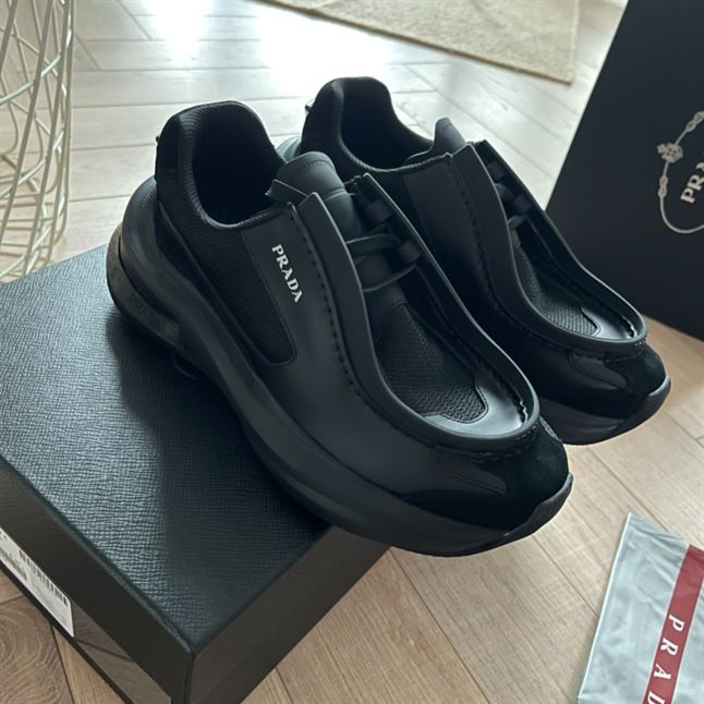 PRADA SYSTEME BRUSHED LEATHER SNEAKERS - PRS050