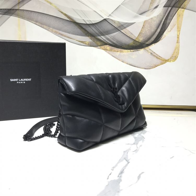 YSL LOULOU PUFFER SHOULDER BLACK BAG